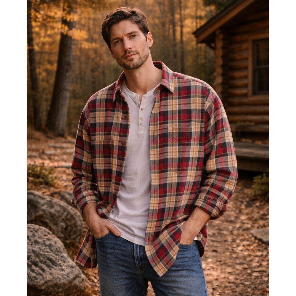 Carhartt Mens Rugged Heritage Trumbull Plaid Flannel Shirt XL Tall Cabin Western